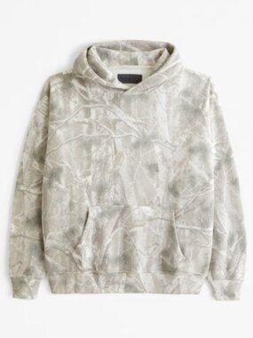 Men's Size XS Abercrombie Essential Popover Hoodie, Light Gray Camo, Like New